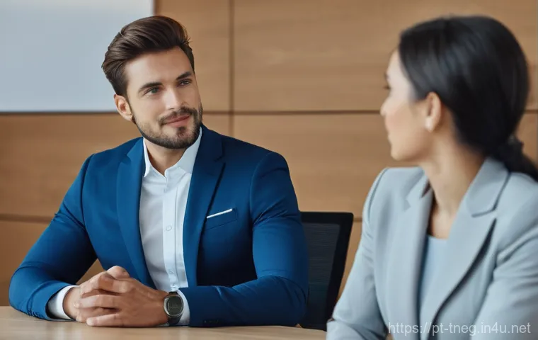 무역협상 시 상대방 심리 파악하는 법 - **Observing Subtle Body Language:**
    "A photorealistic image of two business professionals, a div...